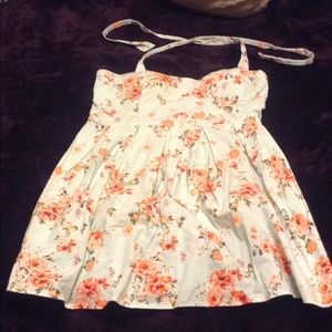 Light blue rose floral halter top dress